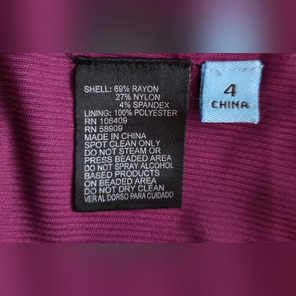 ANTONIO MELANI Magenta Burgundy Pencil Skirt with Gold Studs Size 4 - Picture 10 of 10